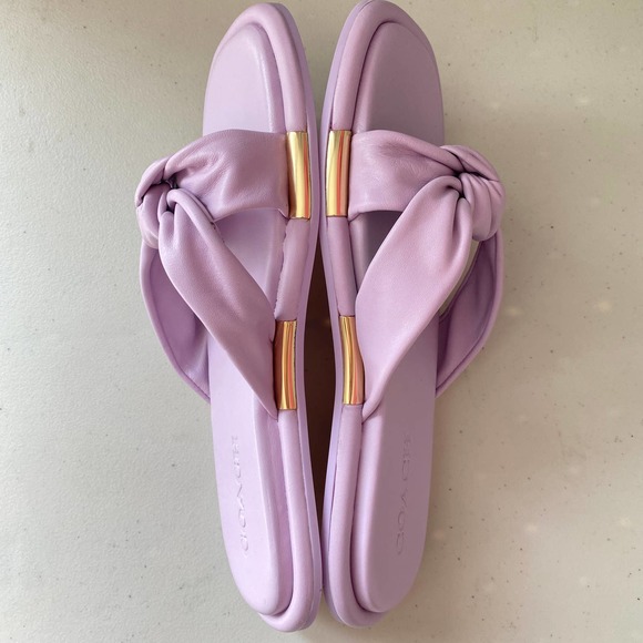 Coach Women's Brooklyn Leather Sandals - Violet Lilac Purple Twist Knot Slide 10 - Picture 7 of 10